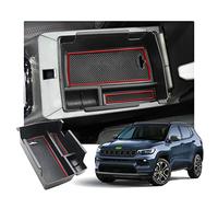Ruiya Compatible with Jeep Compass 2021-2024 2025 Centre Console Storage Box, Compass Armrest Organizer Tray Centre Console Organizer Centre Armrest Glove Box Jeep Compass Accessories [Red]