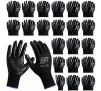 Ruiyang 24 Pairs Red And Black Worker Gloves Handling Safety Work Gloves General handling, Builders Construction, Engineering, Maintenance, Material Handling, Packing Warehouse (24 Pairs Black, S)