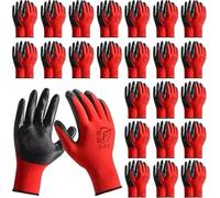 Ruiyang 24 Pairs Red And Black Worker Gloves Handling Safety Work Gloves General handling, Builders Construction, Engineering, Maintenance, Material Handling, Packing Warehouse (24 Pairs Red, S)