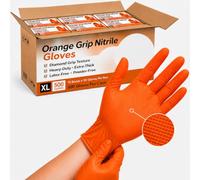 Ruiyang 500 Orange Nitrile Work Gloves XL Heavy-Duty Extra-Thick, Diamond Grip, Grip Non-Slip, Latex-Free, Powder-Free - Mechanics & Automotive Use (Extra Large Orange - 500 Gloves)