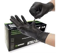 Ruiyang Box of 100 x Black X- Large Disposable Nitrile Gloves For Examination, Medical, Industrial, Hair, Beauty, Food, Janitorial and others - Powder Free, Latex Free (Black Pack of 100)