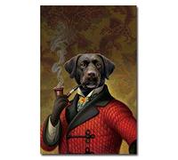 RUIYANMQ canvas picture dog in suit animal print hanging cute funny retro pet bedroom living room Kw67T 40X60Cm Frameless