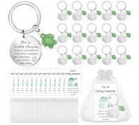 RUIYELE 20 Sets You're Turtley Awesome Inspirational Gift 20 Turtle Positive Keychains 20 Pun Turtle Greeting Cards Organza Bags Employee Appreciation Gift for Staff Coworker Team Teacher Office