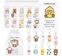 RUIYELE 30 Sets Inspirational Animal Keychains Bulk Employee Appreciation Gift Set with Thank You Cards Organza Bags for Friendship Coworker Thank You Gifts Colleague Farewell Presents