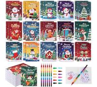 RUIYELE 32 Pack Christmas Coloring Books with 6 Crayons, Bulk Xmas Cloloring Pages Christmas Activity Books Xmas Stocking Goodie Bag Stuffers Fillers for Holiday Students Classroom Party Favors