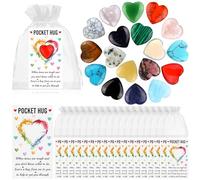 RUIYELE 36 Sets Pocket Hug Gift Pocket Hug Token Bulk Natural Heart Crystals with Hug Cards Organza Bags Inspirational Greeting Cards Exchange Gift for Women Friends Colleagues Family