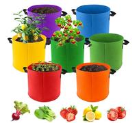 RUIYELE 5-Gallon Fabric Grow Bags 7 Pack 7 Colors Multicolor Plant Grow Bags Multicolor Fabric Planters Potato Planting Bag with Handles for Flowers, Fruits and Vegetables Garden Outdoor Planting