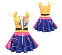 RUIYHE Demon Hunters Costume Cosplay Costumes for Kids Girls, Demon Hunter Pop Singers Outfits Cute Halloween Dress (yellow blue, 100)