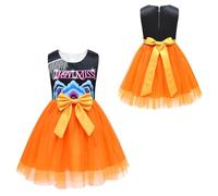 RUIYHE Demon Hunters Costume Cosplay Costumes for Kids Girls, Demon Hunter Pop Singers Outfits Cute Halloween Dress (black orange, 150)