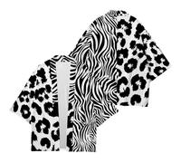 RUIYHE Traditional Chinese Kimono Cardigan, Lotus and Fish Print, White with Watercolour Design (UK, Alpha, M, Regular, Regular, Black and White Stripe)
