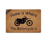 Ruiyida Home Is Where The Motorcycle Is Entrance Floor Mat Funny Doormat Door Mat Decorative Indoor Outdoor Doormat Non-woven 23.6 By 15.7 Inch Machine Washable Fabric Top