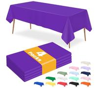 RuiYok 4 Packs Purple Tablecloth Plastic Party Table Cover 54 x 108 inch