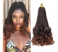 RuiYok 9 Packs French Curl Crochet Braids 10 Inch Ombre Brown Goddess Crochet Hair with Curly Ends Synthetic Pre Welded for Women #T30