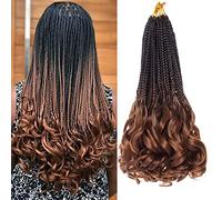 RuiYok 9 Packs French Curl Crochet Braids 14 Inch Goddess Box Crochet Braids with Curly Ends, Prelooped, Synthetic, Bouncy French Curly, Braided Hair for Women, Knot Free