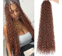 RuiYok Boho Island Braids with Curls 24 Inch 9 Packs Brown Senegalese Twisted Crochet Braids with Curly Ends Pre Looped Bohemian Soft Twist Braids for Black Women Long