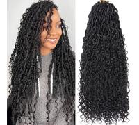 RuiYok Goddess Locs Crochet Hair 8 Bundles Synthetic Hair Crochet Hair for Women Black Crazy Bohemian Pre Loop with Curls Boho Soft for Flow Crochet Braiding P Extensions