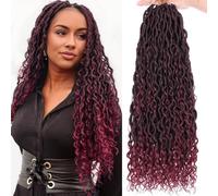 RuiYok Goddess Locs Crochet Hair Extensions 24 Inch 8 Bundles Ombre Faux Locs Crochet Hair with Curly Tips Pre Ruffled River Locs Crochet Boho Hippie Locs Synthetic Hair Extensions