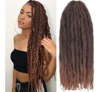 RuiYok Marley 24 Inch 8 Packs Ombre Marley Crochet Braids for Women Long Afro Kinky Springy Braided Jumbo Marley Hair for Faux Locos Extens
