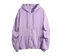 RUIYOR White Fox Hoodie Women's Blue Sweatshirt Casual Zip Up Hooded Pullover Autumn Winter Basic Couple Hoody Jacket Sweatshirt-purple-xxl