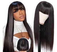 Ruiyu Straight Human Hair Wigs with Bangs 180% Density 2x4 Lace Front Wigs with Bangs Closure Glueless Wigs 100% Brazilian Virgin Human Hair Wigs