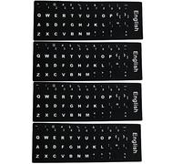 RUIYUNZHUZHU 4 Pcs English UK Keyboard Stickers, Black, Matte, Polycarbonate, Typographic, Crystal, Letter Print, Single Use, Indoor, Keyboard Stickers