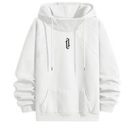 RUIZEHONG Fleece Hoodies for Men High Neck Sweatshirts Casual Loose Fit Lightweight Techwear Pullover Fall Winter White