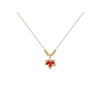 RUIZHEN Gold Silver Maple Leaf Autumn Leaf Pendant Necklace, M, Copper, No Gemstone