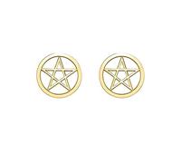 RUIZHEN Stainless Steel Supernatural Star Pentagram Pentacle Stud Earrings Wicca Pagan Jewelry, Leather