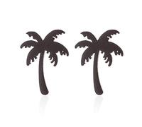 RUIZHEN Stainless Steel Tiny Beach Palm Tree Stud Earrings Summer Vacation Jewelry, Metal, No Gemstone