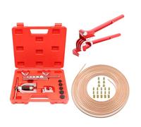 RUIZHI Brake Pipe Flaring Tool, Brake Pipe Tool Kit with 16 Joints + 5 Connectors, Tubing Bender, 7.62m Ø4.75mm Brake Line for Vehicle Hydraulic Brake Systems, Air Conditioning Systems