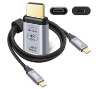 RUIZHI USB C to HDMI Adapter, 4K@60Hz, W/Type-C3.2 Gen2 USBC-USBC Cable, USB C to HDTV/DP Adapter for MacBook, Windows, Android, Phone & More, Type C 3.1 Gen2, Aluminium