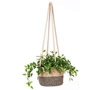 ruizhixuan Hanging Planter Basket Jute Rope Woven Plant Hangers Indoor Hanging Plant Holder Up to 7" Pot Macrame Modern Storage Organizer Home Decor (Jute)