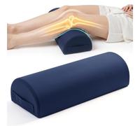 Ruizman Knee Pillow for Back Sleepers - Half Moon Bolster Cushion for Sleeping - Memory Foam Under Knee Support Pillow for Bed Leg Elevation, Humanized Handle, Removable Cover (Navy Blue)