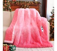 RUJIPO Heated Electric Blanket Throw,Warm Winter Birthday Gifts for Women Her Grandma-Faux Fur with Soft Sherpa,10 Heat Settings,5 Time Settings with Fast Heating,ETL 50x60, Baby Pink