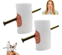 rujjftsy 2pcs White Scary Prank Props, Funny Trick Nails, Fake Nail Through Finger Prank for Halloween, Novelty and Gag Bloody Finger Parts Magic Prop for Carnival Cosplay Party