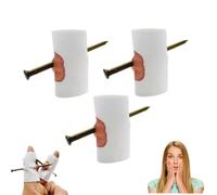 rujjftsy 3pcs White Scary Prank Props, Funny Trick Nails, Fake Nail Through Finger Prank for Halloween, Novelty and Gag Bloody Finger Parts Magic Prop for Carnival Cosplay Party