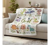 rujjftsy God Says I Am Themed Dinosaur Blanket, Christian Dinosaur Kids Blanket, Inspirational Religious Bible Verse Dino Throw Blankets, Dinosaurs Room Decor for Boys Girls Toddlers (130x150cm)