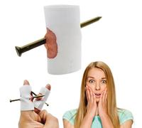 rujjftsy White Scary Prank Props, Funny Trick Nails, Fake Nail Through Finger Prank for Halloween, Novelty and Gag Bloody Finger Parts Magic Prop for Carnival Cosplay Party