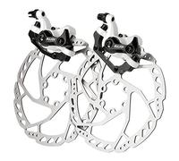 RUJOI Bike Disc Brake Kit, Aluminum Front and Rear Caliper, 160mm Rotor, Mechanic Tool-Free Pad Adjuster for Road Bike, Mountain Bike White (2 Sets)