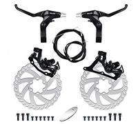 RUJOI Bike Disc Brake Kit, Aluminum Front and Rear Caliper, Full Aluminum Alloy Bicycle Brake Lever, 140mm Rotor, Mechanic Tool-Free Pad Adjuster for Road Bike, Mountain Bike
