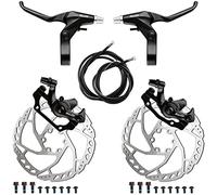 RUJOI Bike Disc Brake Kit, Aluminum Front and Rear Caliper, Full Aluminum Alloy Bicycle Brake Lever, 160mm Rotor, Mechanic Tool-Free Pad Adjuster for Road Bike, Mountain Bike