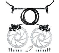 RUJOI Bike Disc Brake Kit, Hydraulic Disc Brake Set with Aluminum Oil Pressure Caliper and Full Aluminum Alloy Bicycle Brake Lever, 2 pcs 180mm Rotor, Pad Adjuster for Road Bike, Mountain Bike.