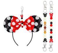 Rukinovi 2-Pack Mouse Ear Holders for Backpack“no ears included”,Beaded Lanyard Keychain with Lobster Clasp,Headband Hanger for Theme Park Travel, Non-Slip & Lightweight Hair Accessories