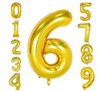 Rukinovi 40 Inch Number Balloons,Number 6 Balloon for 6 Year Old Girl and Boy Birthday Party,Number 6 16 26 36 46 60...69 for Birthday and Anniversary etc Party Decorations
