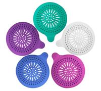 Rukinovi 5Pcs Shower Drain Hair Catcher,Durable Silicone Hair Catcher Shower Drain for Bath, Sink and Shower,Reusable Shower Drain Cover Hair Catcher,Prevent Clogging