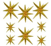 Rukinovi 8Pcs Starburst Balloons,Silver Fireworks Shape Foil 16 Pointed Star Balloons for Birthday Parties,Christmas Party,Bachelorette Party etc Decorations Supplies(27 & 22 inch) (B-gold)