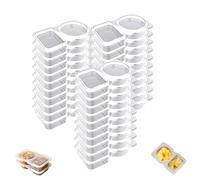 Rukjmqi 30 Pieces Double Condiment Containers, Reusable Snack Container, Snack Pack Containers 2 Compartments, Stackable Lunch Box Accessories, Dipping Sauce Cups For Sauces, Salad Dressings