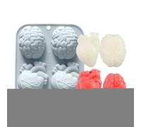 Rukjmqi 3D Human Brain Heart Silicone Mold, Handmade 3D Human Heart Pudding Molds, Easy Release Crafts Maker Aid for Dessert Chocolate Jelly Muffin Pudding Clay Wax Soap Resin