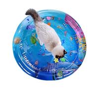 Rukjmqi Cat Water Play Mat 100cm Cool Comfort Inflatable W-ater M-at Wate-r Sensory Ma-t For Cats Kitten Cooling P-lay Pad - Wa-ter Sensory With Fish For Pet Play, Kitten And Dog Water Sens