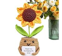 Rukjmqi Crochet Sunflower, 14x6x6 Cm Sunflower, Handmade Positive Sunflower Crochet, Cheerful Doll, Crochet Flowers Handmade Sunflower With A Big Smile Cute And Warm Gift Fo